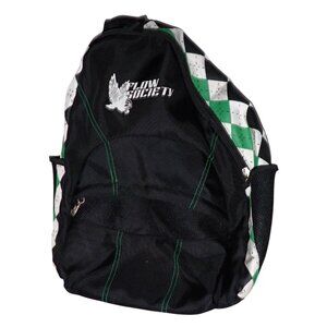 Flow Society Lacrosse Sling Bag Backpack Athletic Black Green‎ Logo